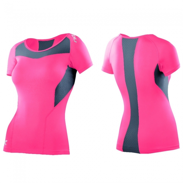 2XU kompressions top kurze-arm Rosa Damen WA2269a 2015 2XUWA2269TGN/GRY
